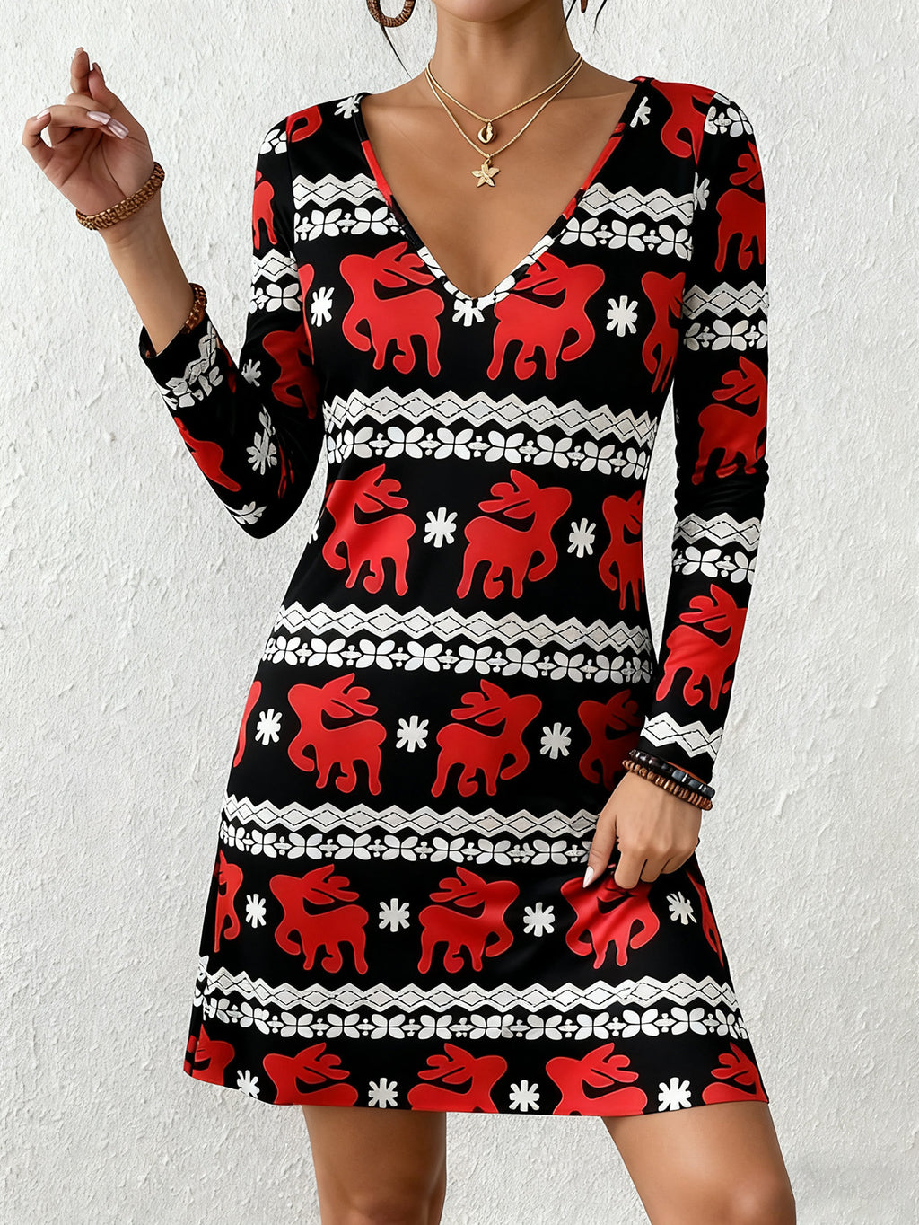 Personality Deep V Neck Casual Fashion Dress