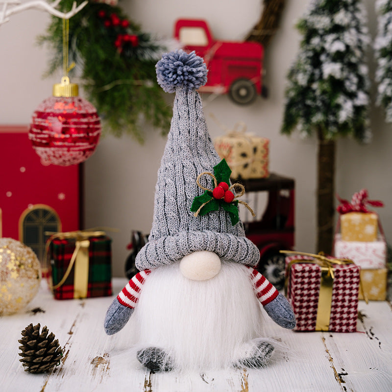 Christmas Decorations Dwarf Knitted Hat Glowing Rudolf Doll Ornaments