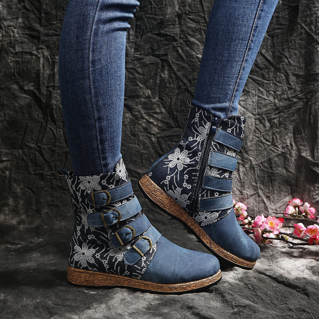 Women's Embroidered Ethnic Boho Flat Boots