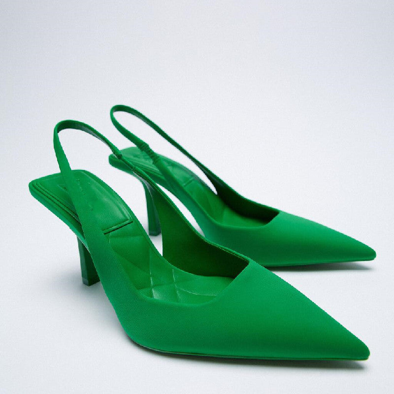 High Heel Mules Purple Pointed Toe Elegant Stiletto Heel