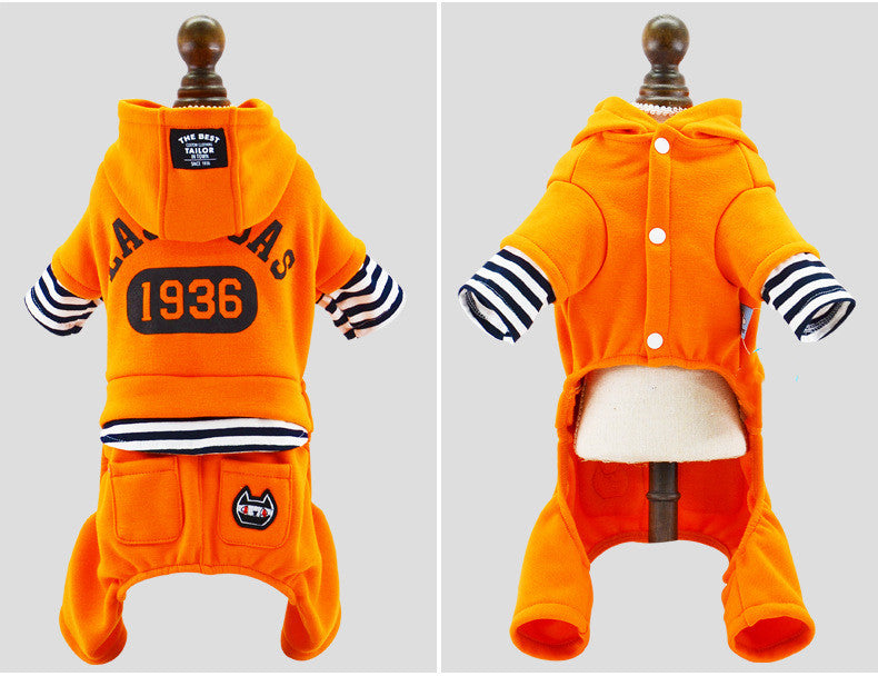 Dog Winter Thick Striped Fake Two-piece Suit