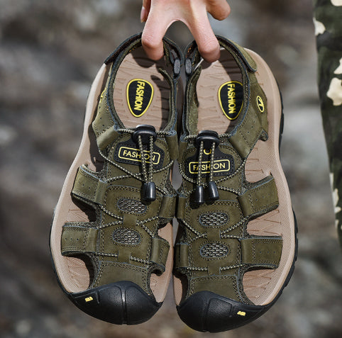 Sandals Men's Trendy Leather Toe Slippers Outdoor Sports Casual Shoes