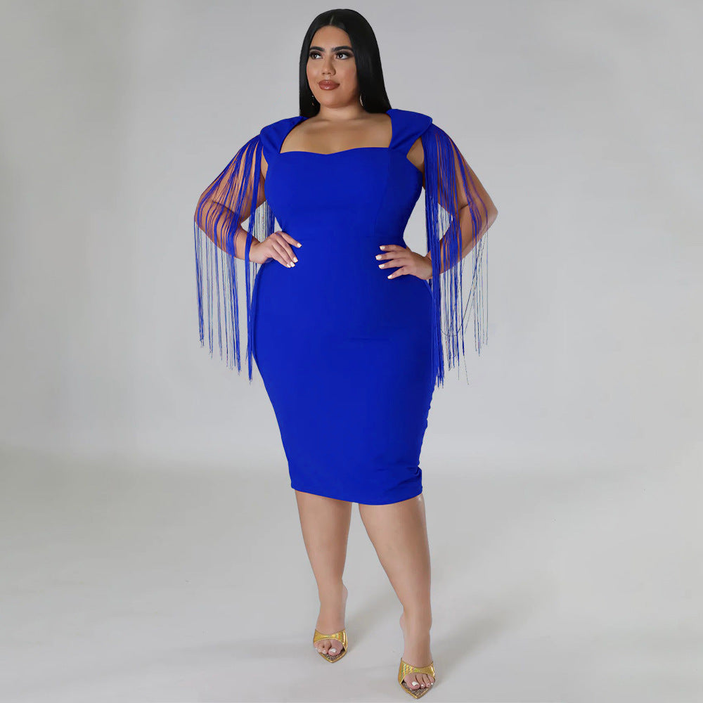 Sexy Tassel Sleeveless Elegant Figure-hugging Dress