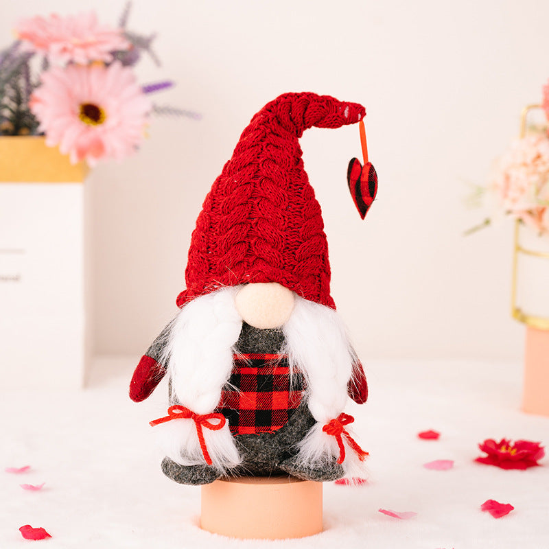 New Valentine's Day Gift Red Knitted Hat Rudolph Doll Ornament