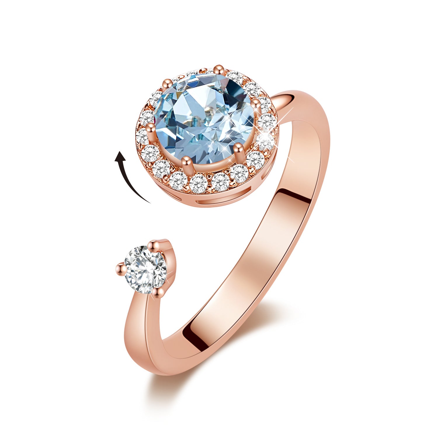 Europe and the United States new personality rotating ring female crystal ring