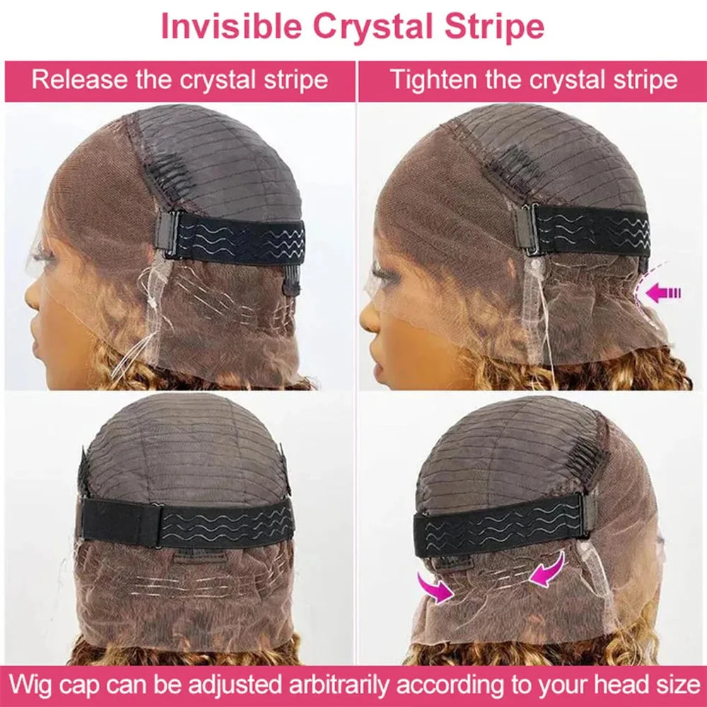 Highlight Invisi-Strap 360 Full Lace Wig Human Hair Pre Plucked Bone Straight 250 Density Highlight Wig HD 360 Lace Frontal Wig