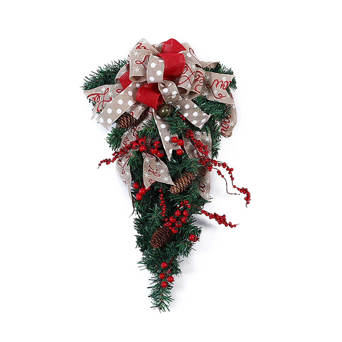 Voltsify Christmas Teardrop Swag Ribbon Bow Christmas Teardrop Swag