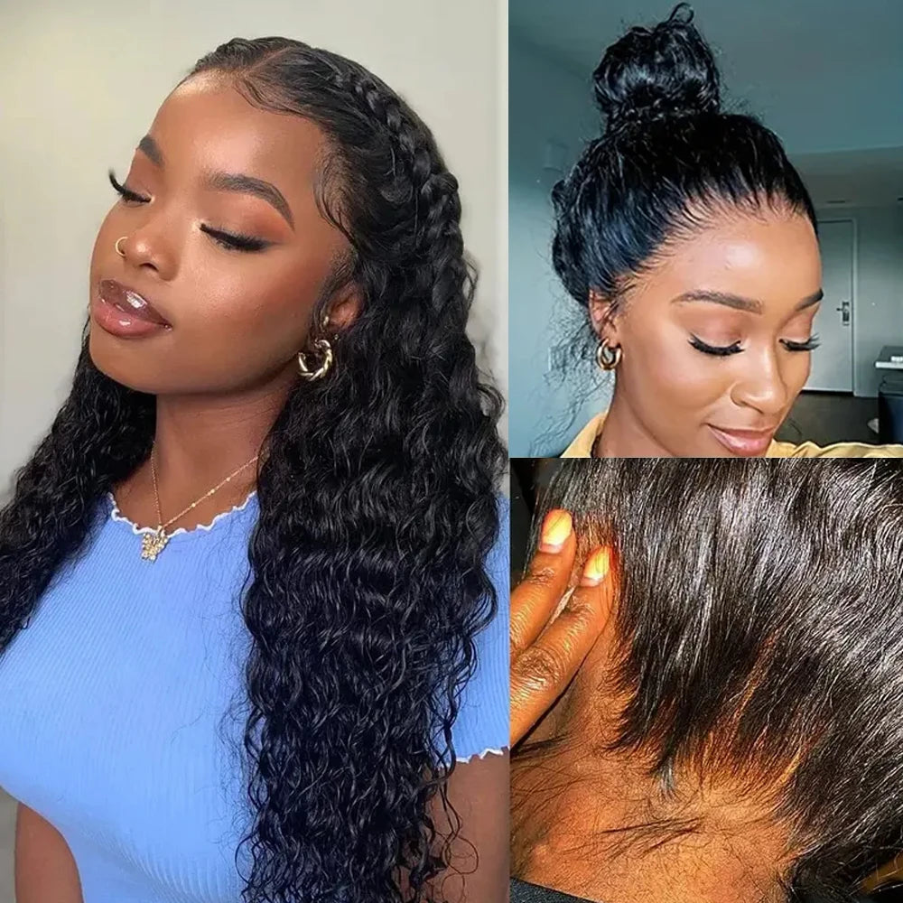 250 Density 360 Hd Lace Front Human Hair Wig Pre Plucked Invisible drawstring 360 Glueless Wig Deep Wave Frontal Wigs Human Hair