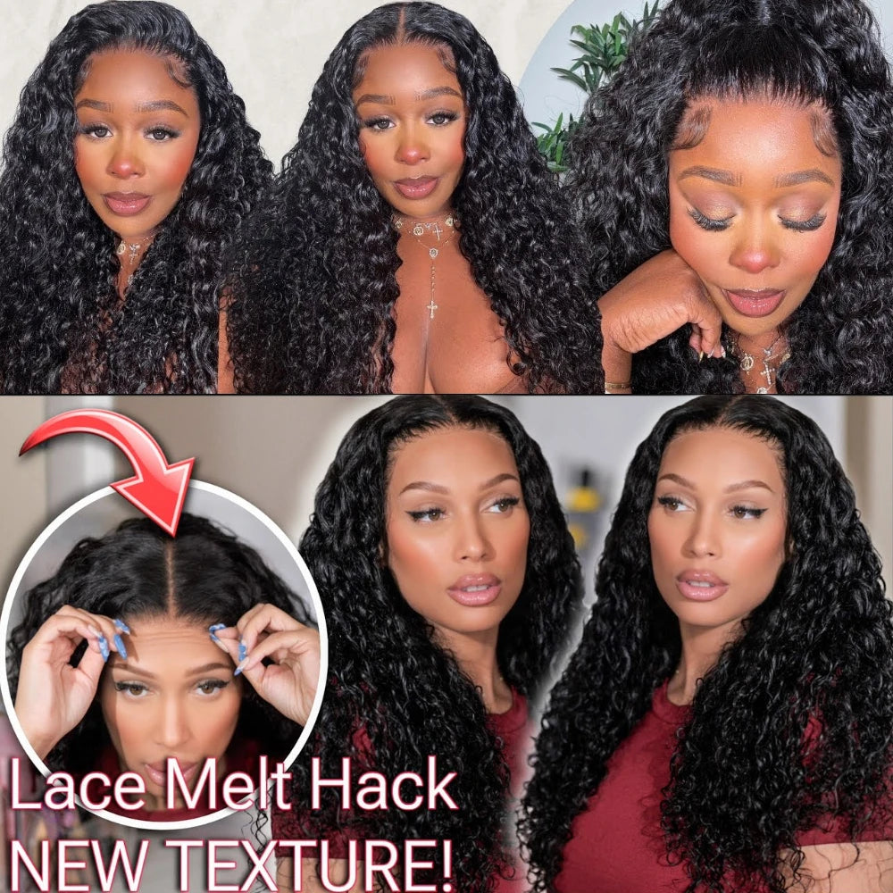UNice Hair 7x5 & 13x4 Lace Frontal Human Hair Wigs Water Wave Curly Wig With Invisi Drawstring Pre Cut Pre Bleached Glueless Wig
