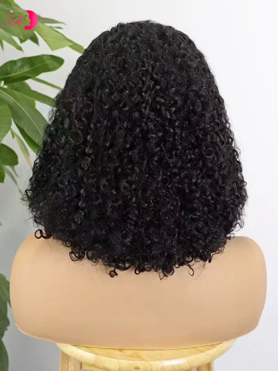 Premium 350% Density Kinky Curly Human Hair Wig - 13x4 Lace Front Bob Wig for Women