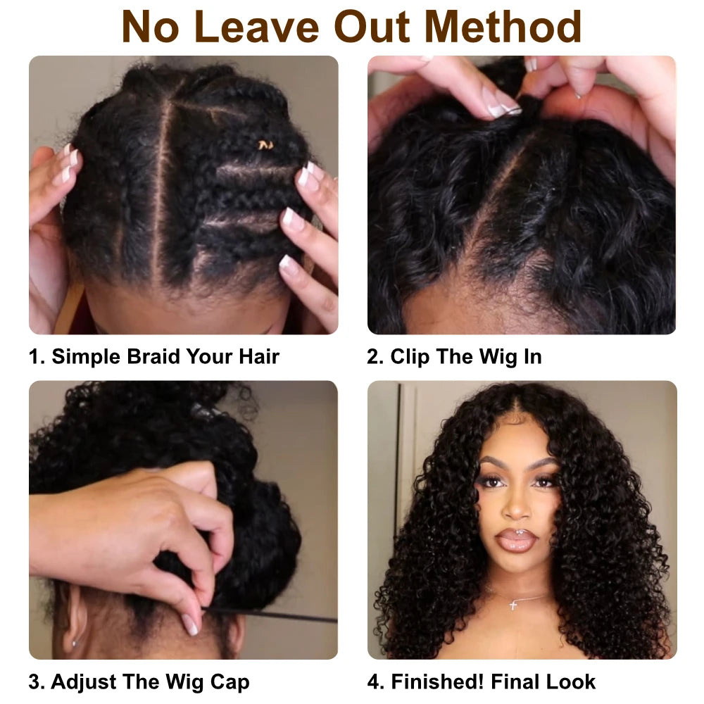 UNICE Hair Jerry Curly V Part Wig Human Hair Upgrade U Part Wig EasiContour Minimal Leave-Out Super Natural 100% Human Hair Wig