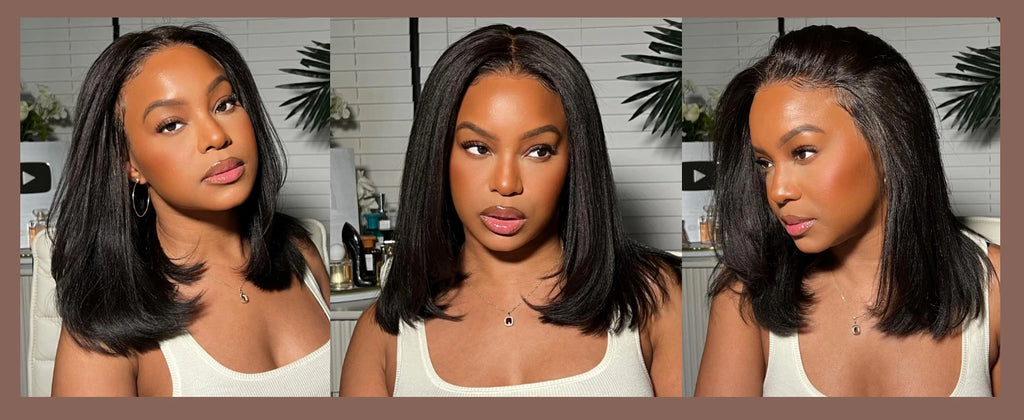 UNice Hair Yaki Straight Bob Wig Pre Everything 7x5 13x4 Lace Front Wig Human Hair Pre Bleached Pre Cut Wear Go Glueless Wigs