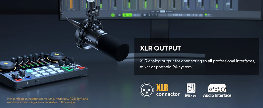 Maono XLR\USB Dynamic Microphone For Gaming Recording Streaming Youtube Metal Mic With Software Tap-to-Mute Gain Knob PD200X