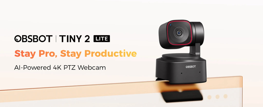 OBSBOT Tiny 2 Lite 4K Webcam for PC, AI Tracking PTZ Streaming Camera with 1/2" Sensor, Gesture Control, 60 FPS, HDR, Microphone