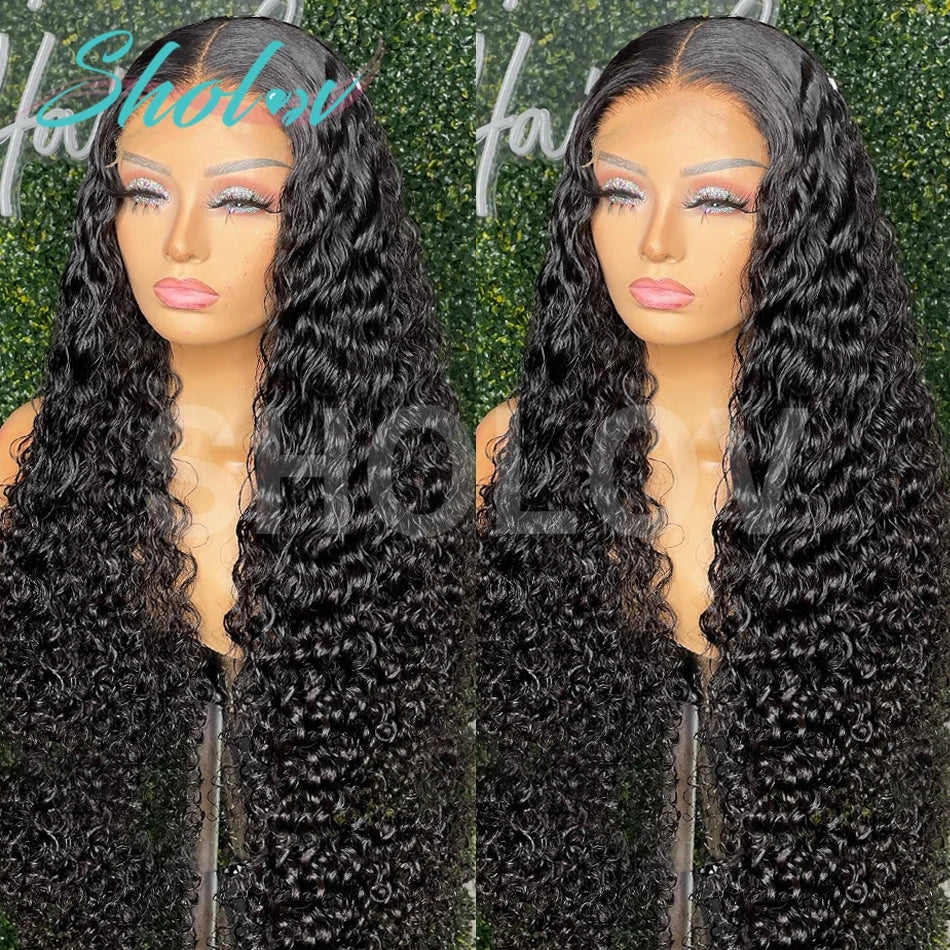 Sholove Deep Wave 13x4 Full Lace Wig Natural Color Full Lace Frontal Wig Brazilian Human Hair Wig for Women