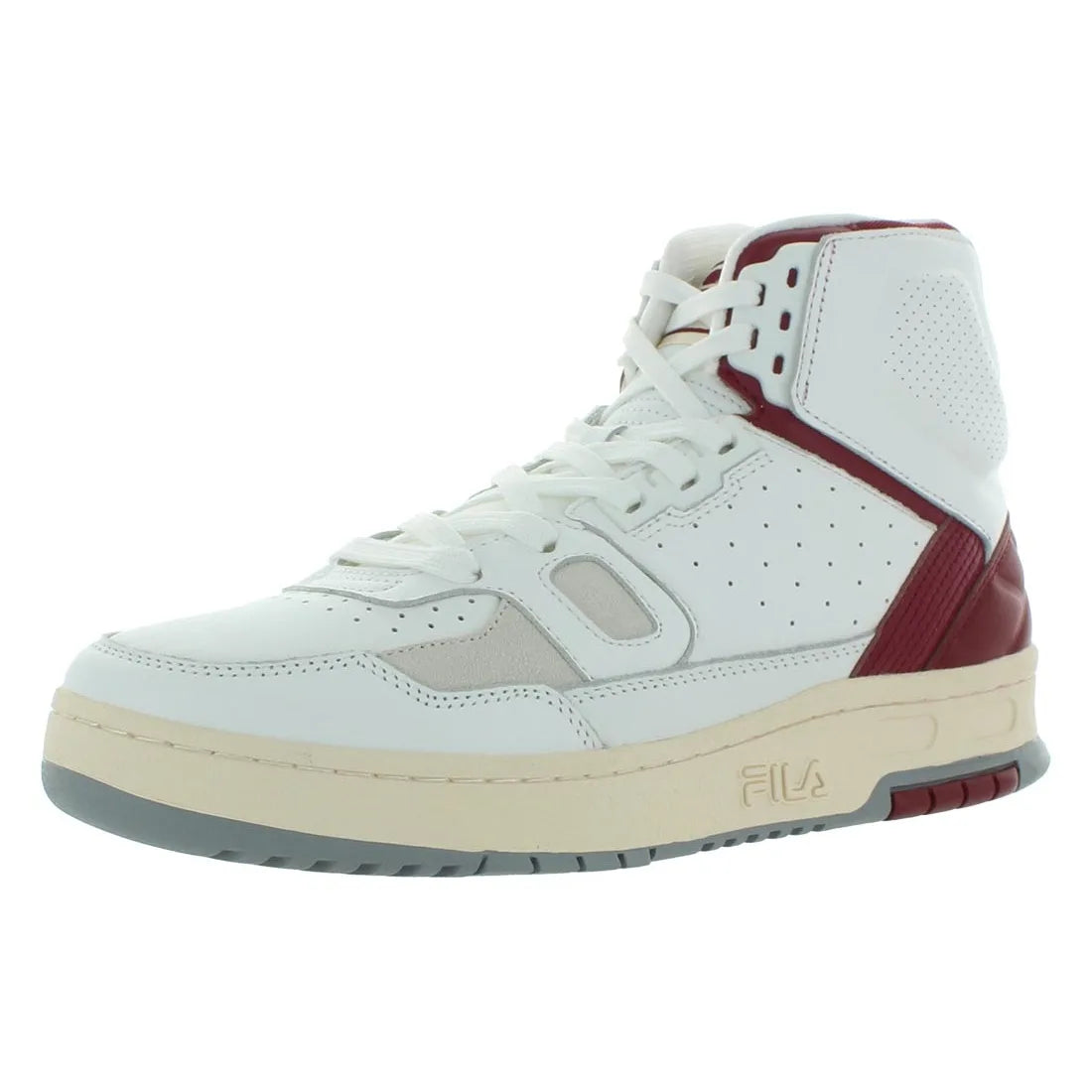 Fila Rissmo High Lux Men's Sporty Sneakers White/Burgundy Lace-Up Closure Soft EVA Fashionable Trend for Spring Summer