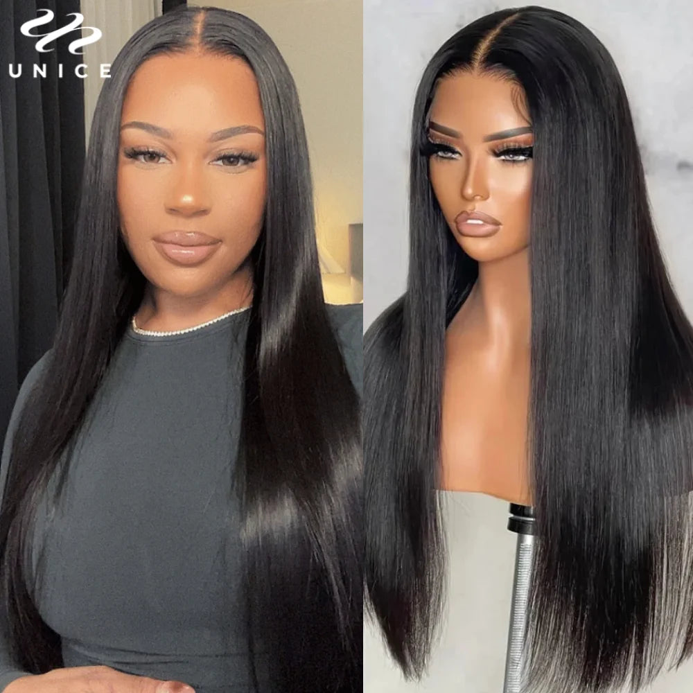 UNice Hair 13x4 Straight Human Hair Lace Frontal Wig Pre Plucked Pre Cut Pre Bleached Glueless Human Hair Wigs 150% Density