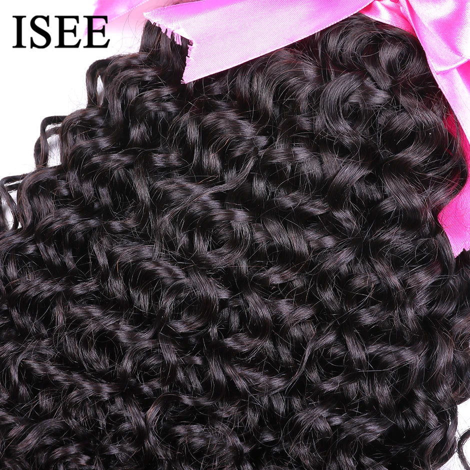 ISEE HAIR Mongolian Water Wave Human Hair Extensions 100% 1/3/4 Bundles Remy Natural Human Hair Bundles Extensions