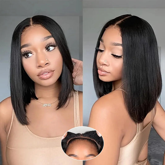 5x5 Lace Glueless Wig Human Hair To Wear Short Bob Wigs For Women Bone Stright Remy Precut 13x4 HD Lace Frontal Wig 200 Density