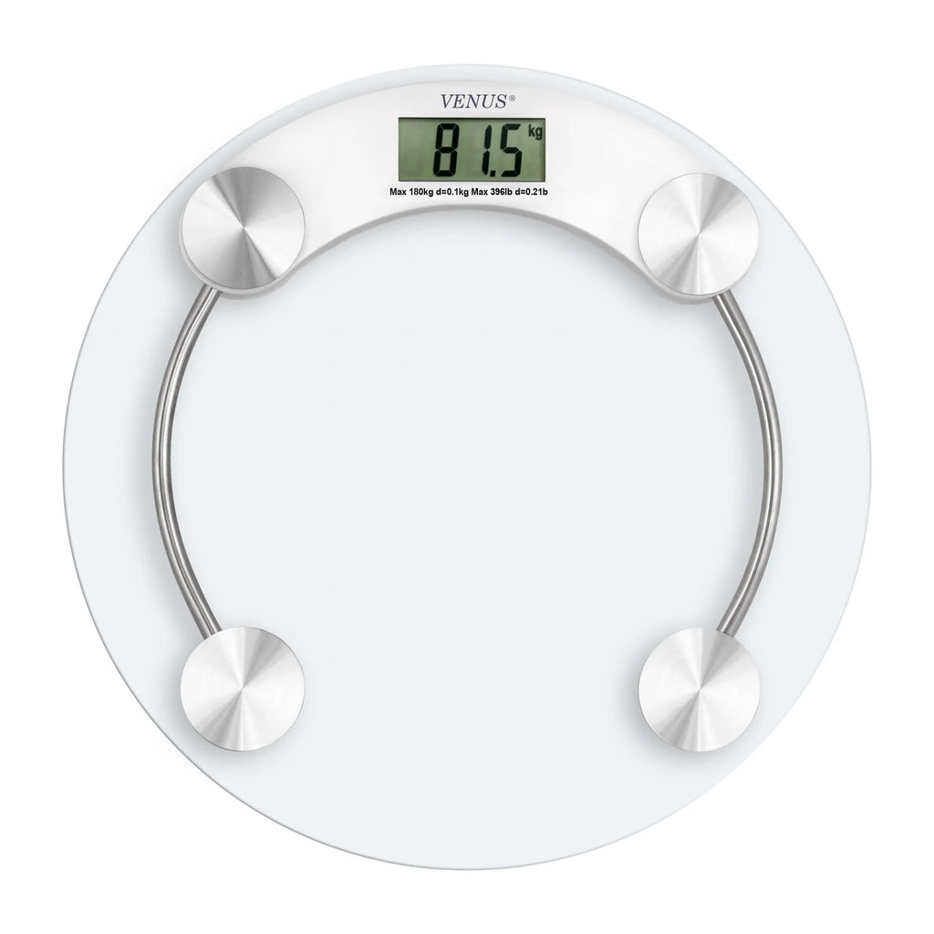 Transparent 180 kg Tempered Glass Body Eco-Friendly Durable Non-Slip Adjustable Bathroom Weighing Scale High Strain Gauge Sensor