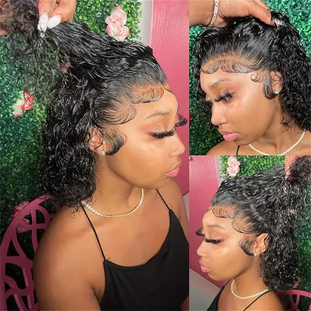 Brazilian Deep Wave Bob Wig - 100% Human Hair Lace Front Wig for Women