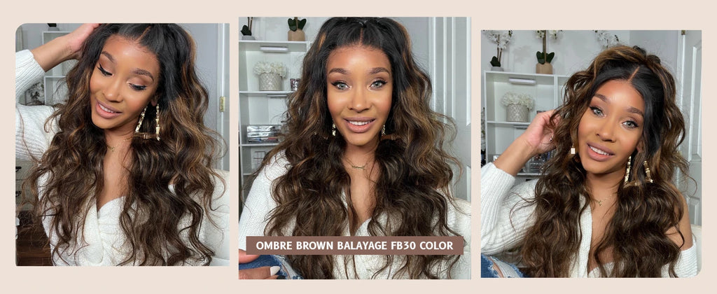 Unice Hair Brown Highlight Body Wave Human Hair Bundles 3PCS Deal 100% Human Hair Balayage Colored Bundles Sew In Weaves