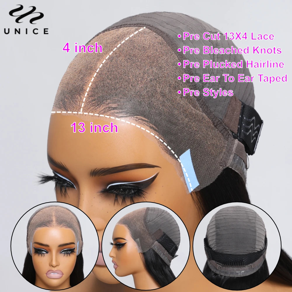 Unice Hair Balayage 3D Body Wave Wig Pre Cut Pre Bleached 7x5 13x4 Lace Frontal Human Hair Wig Pre Plucked Wear Go Glueless Wig