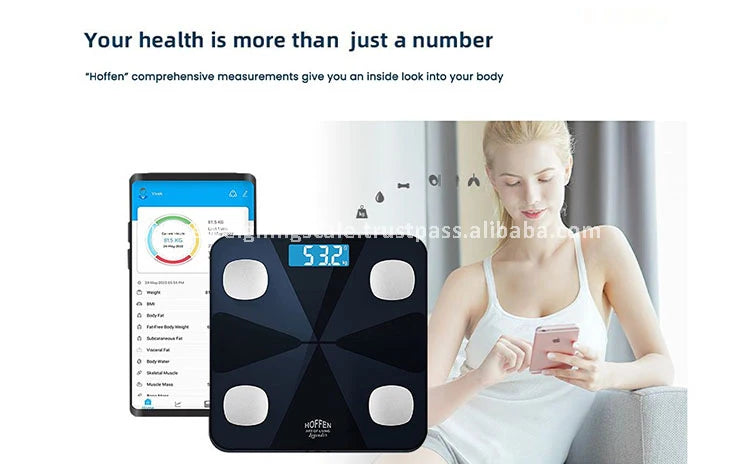 Electronics Smart Glass Modern LCD Bathroom Kitchen Scale 180 kg 100 g for Digital Body Fat BMI Sensor App-Connected