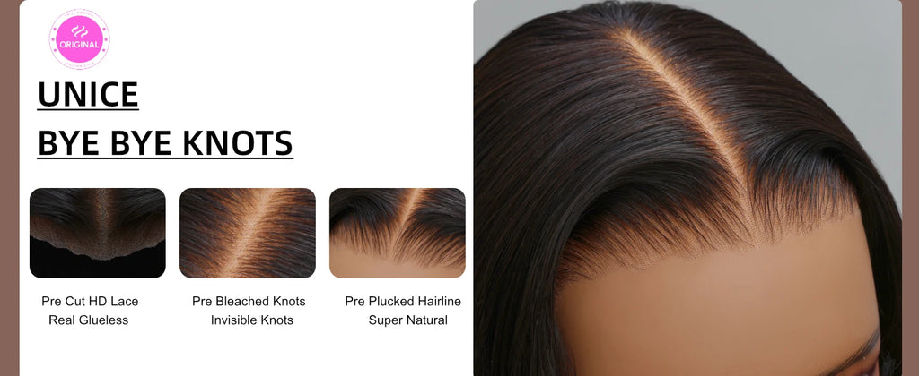 UNice 7X5 Lace Closure Water Wave Wig Pre Cut Pre Bleached Glueless Wig Human Hair Ready To Wear 150% Density