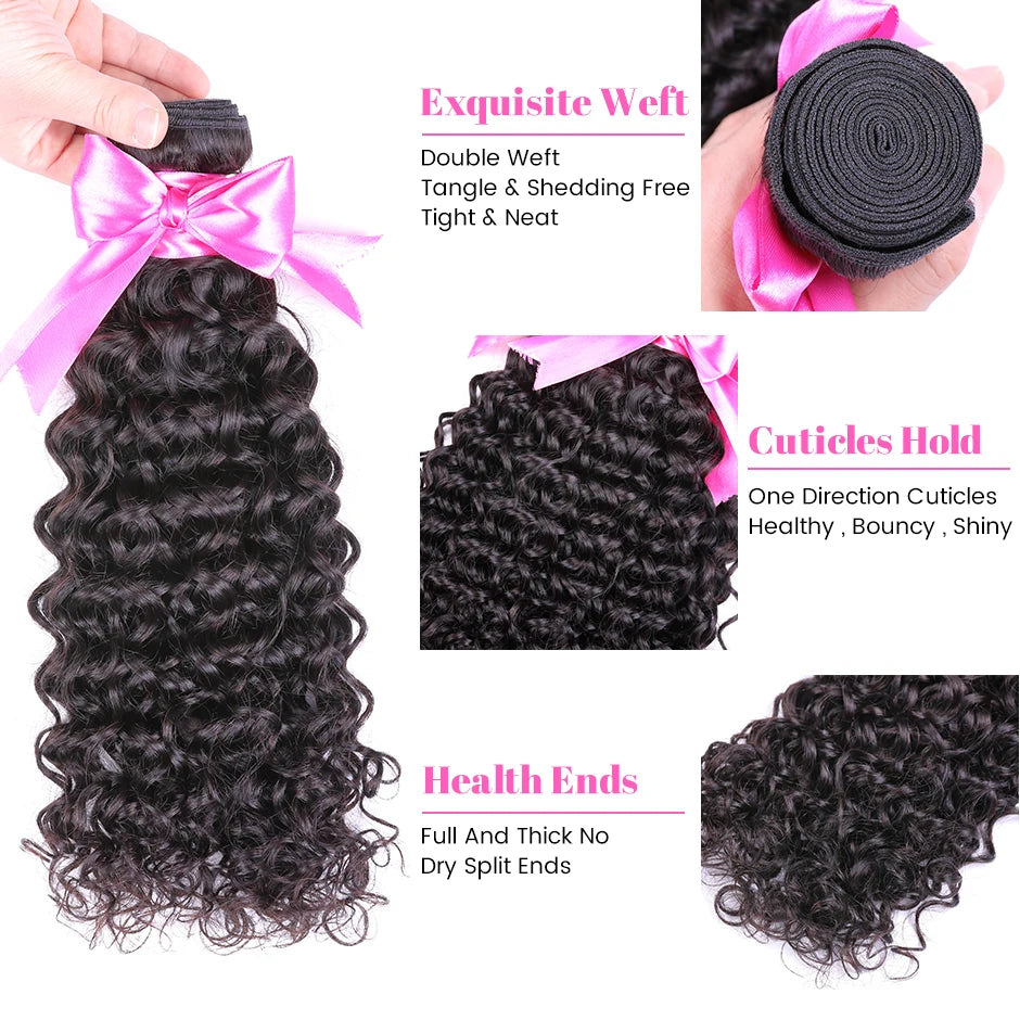 ISEE HAIR Mongolian Water Wave Human Hair Extensions 100% 1/3/4 Bundles Remy Natural Human Hair Bundles Extensions
