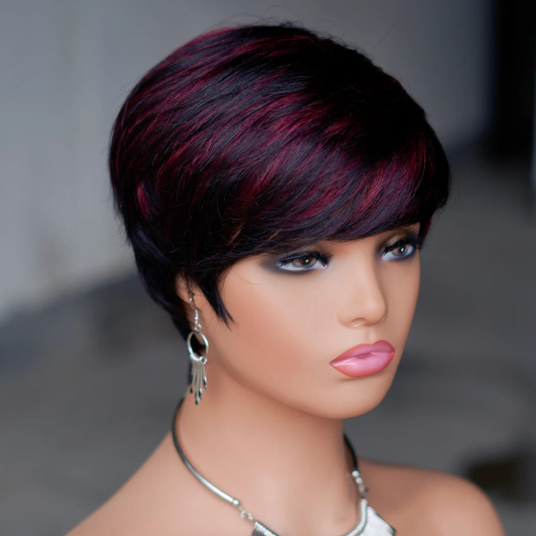 Moisie 9149 Human Hair Wig Short Straight Bob Wigs for Women P1B/99J Straight Full Machine Made Pixixe Cut Wig