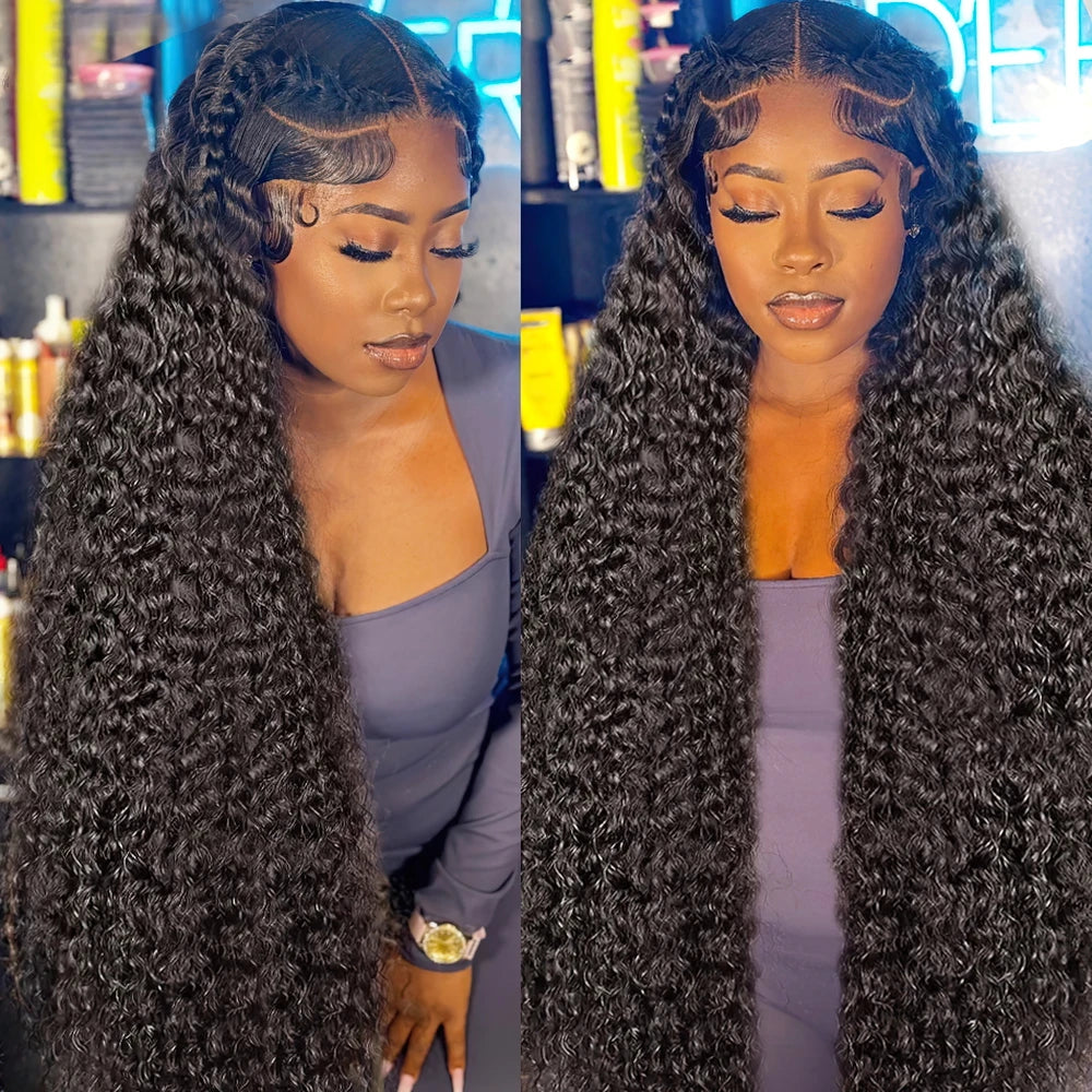 250 Density Deep Wave 360 13x6 13x4 HD Lace Front Human Hair Wig 4x4 6x6 Glueless Wig 30 Inch Curly Lace Frontal Human Hair Wig