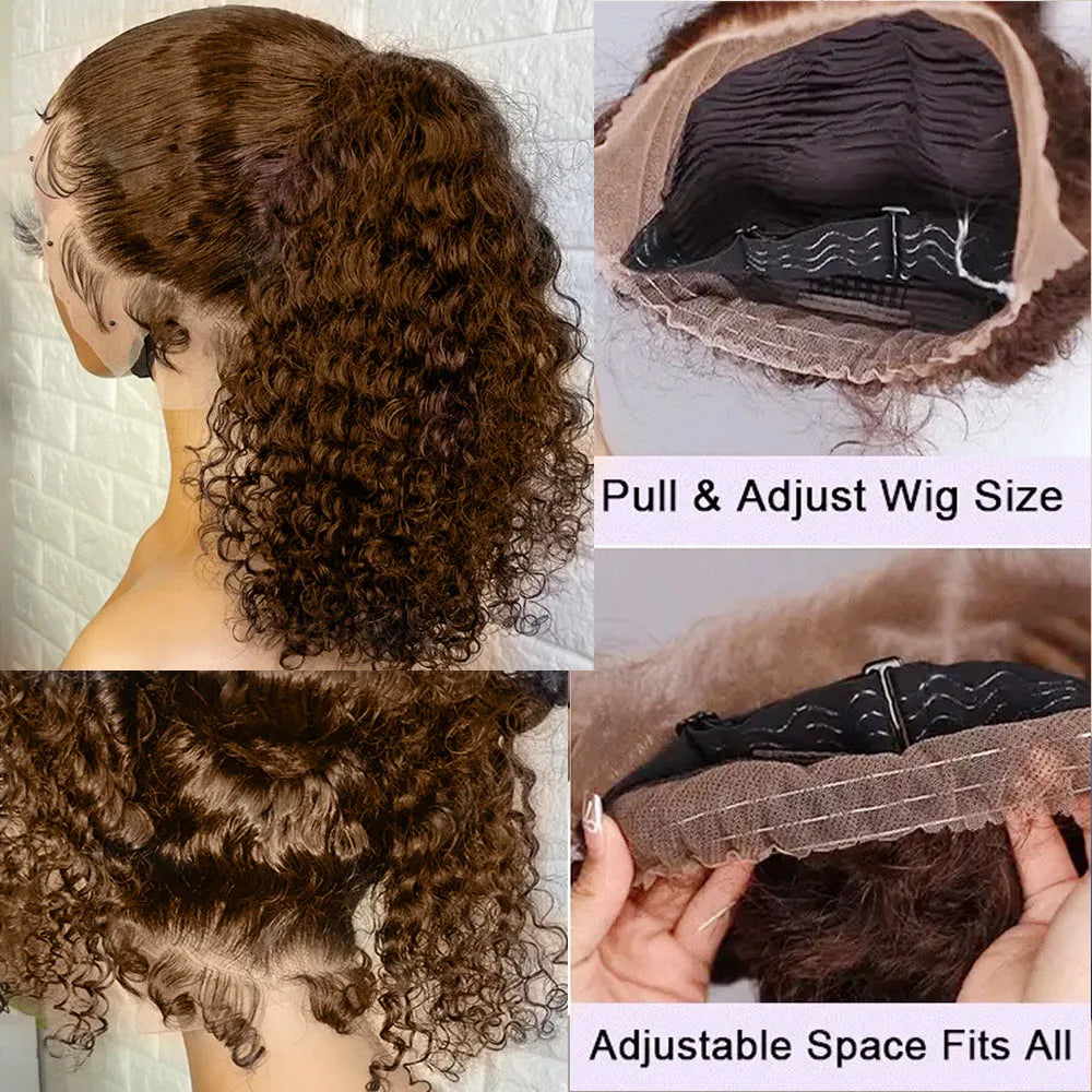 250 Density Deep Wave 360 Lace Front Human Hair Wig - Brazilian Remy Glueless Chocolate Brown Wig 26-36 Inches