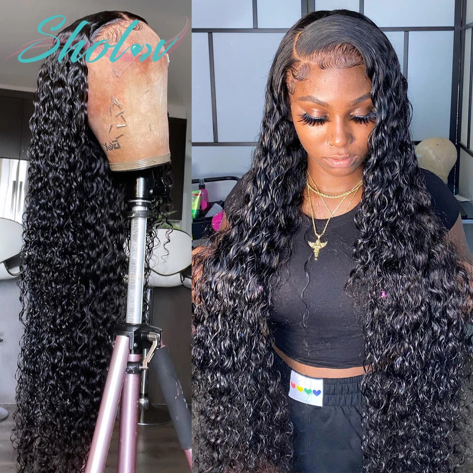 Sholove Deep Wave 13x4 Full Lace Wig Natural Color Full Lace Frontal Wig Brazilian Human Hair Wig for Women