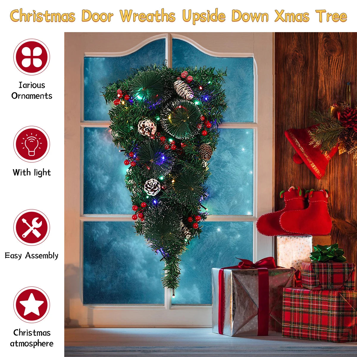 Voltsify Christmas Teardrop Swag Ribbon Bow Christmas Teardrop Swag