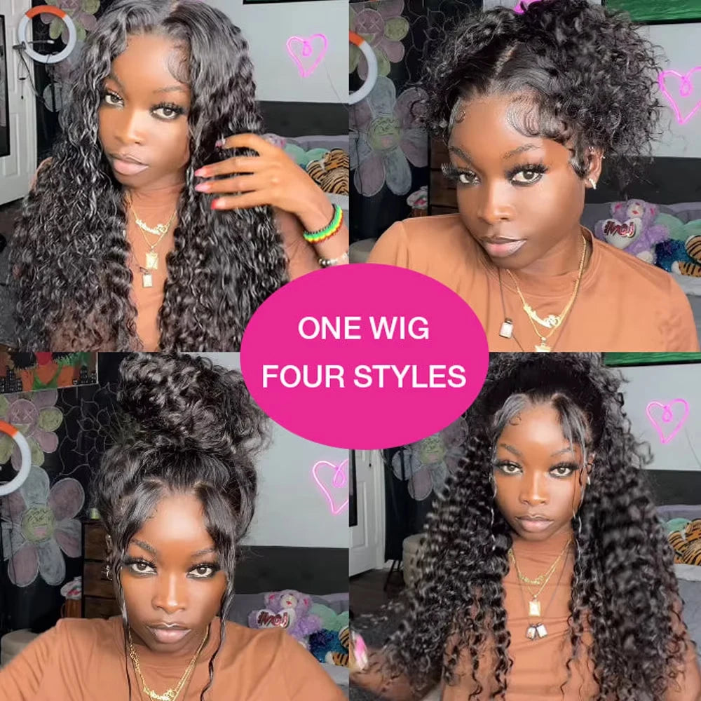 250 Density Deep Wave 360 13x6 13x4 HD Lace Front Human Hair Wig 4x4 6x6 Glueless Wig 30 Inch Curly Lace Frontal Human Hair Wig