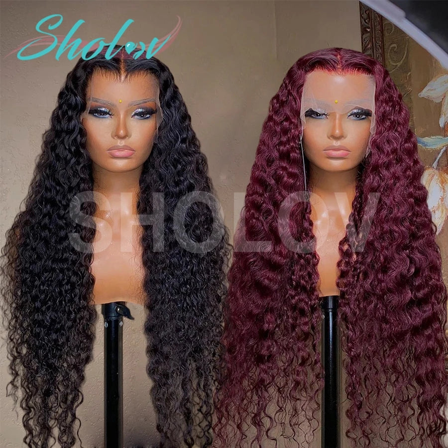 Sholove Deep Wave 13x4 Full Lace Wig Natural Color Full Lace Frontal Wig Brazilian Human Hair Wig for Women