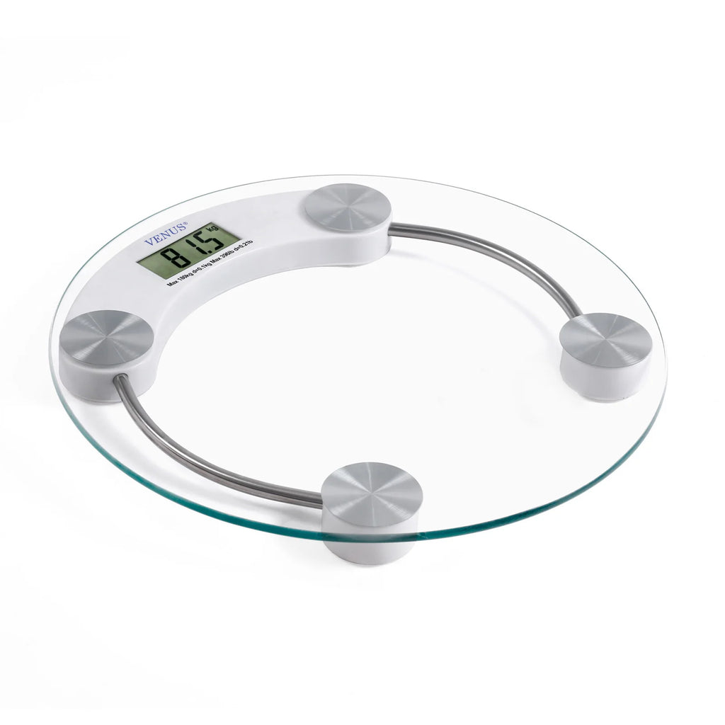 Transparent 180 kg Tempered Glass Body Eco-Friendly Durable Non-Slip Adjustable Bathroom Weighing Scale High Strain Gauge Sensor