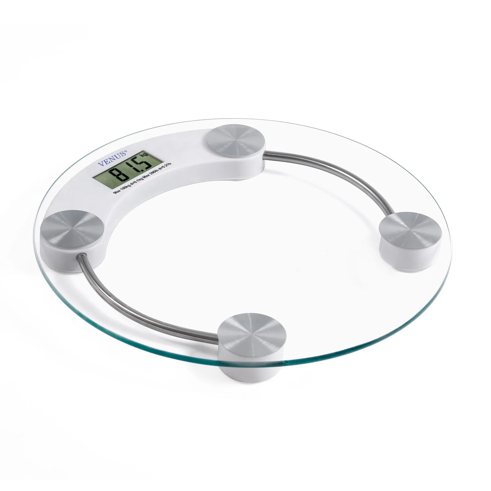 Transparent 180 kg Tempered Glass Body Eco-Friendly Durable Non-Slip Adjustable Bathroom Weighing Scale High Strain Gauge Sensor
