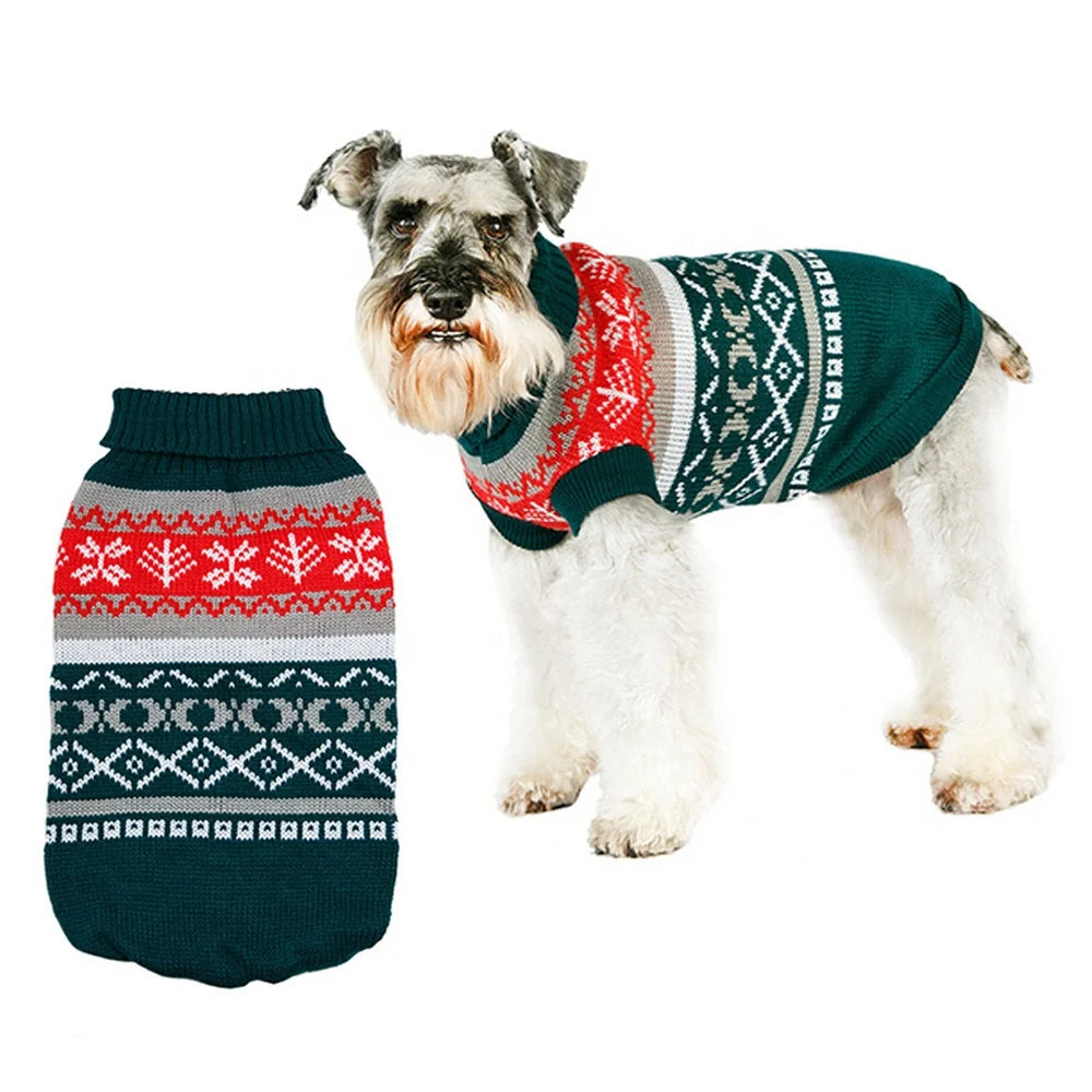 Fashion XXXL Dog Christmas Sweater with Snow Diamond Pattern Elegant Pet Clothes