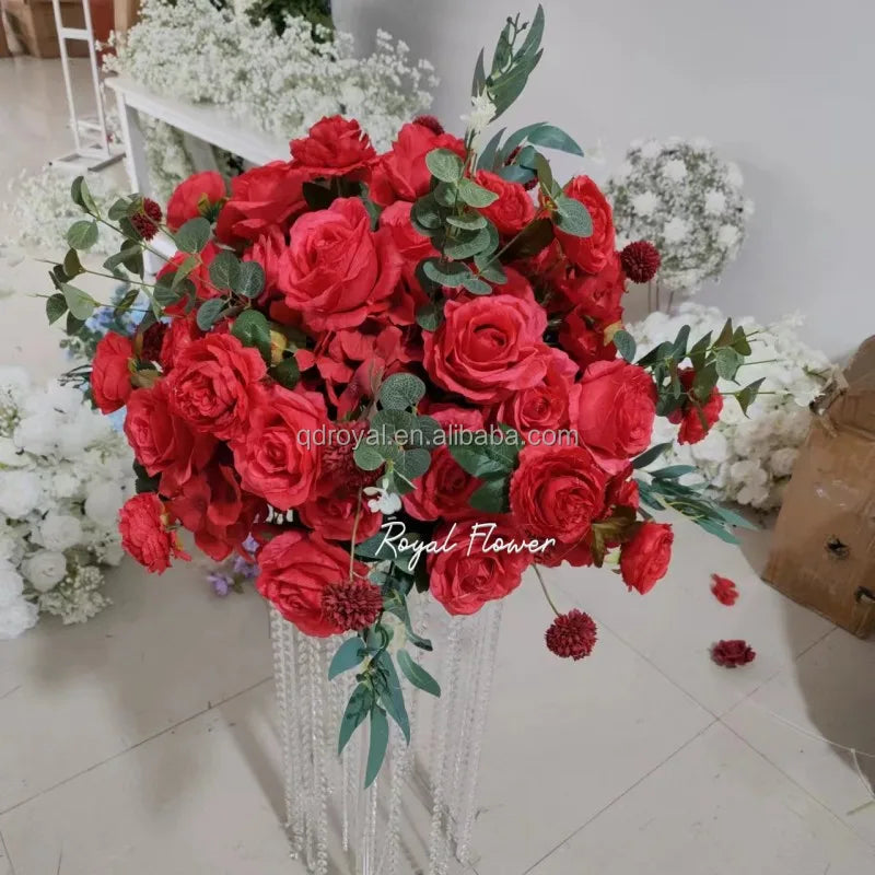 Luxury Wedding Table Candelabra Flower Centerpieces Artificial Flower Arrangement Ball for Display Drops