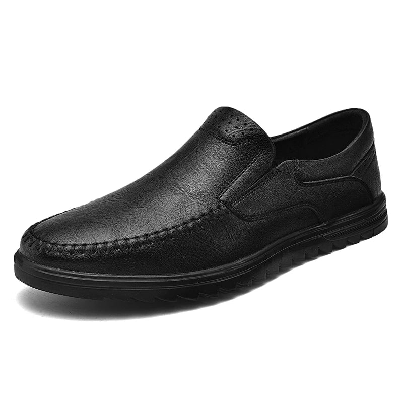 New High Quality Wholesale Moccasin Homme En Cuir Men Black Leather Dress Shoes Slip-on Fashion Brand Cheap Factory Oem