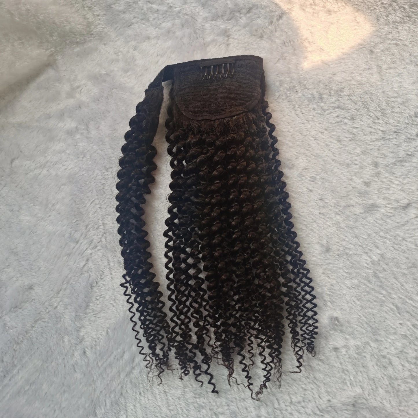 2024  Black Ponytail 18inch Indian Human Hair Extensions Afro Kinky Curly Hair Ponytails