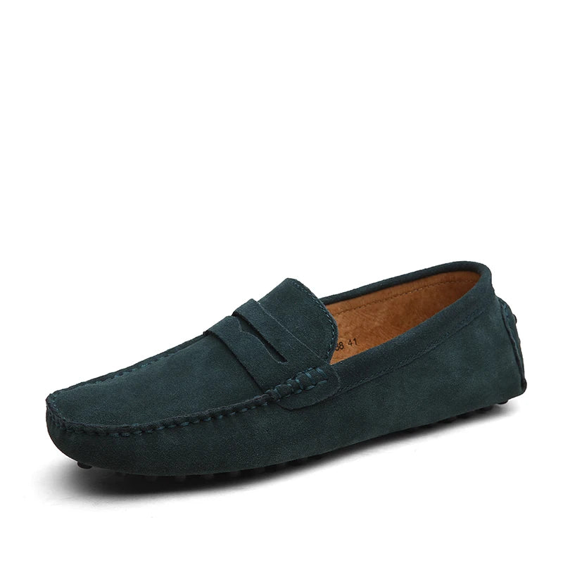 Men Casual Shoes Fashion Pea Shoes Handmade Suede Genuine Leather  Loafers Moccasins Slip on Men's Flats Driving Shoes Big Size