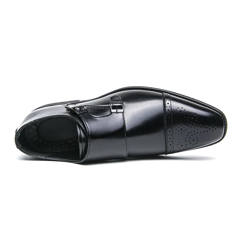 New Genuine Leather Dress Shoes Business Dress Shoes Formal Occasion Buckle Pointed Toe Men's Work Shoes Low Price Factory Oem