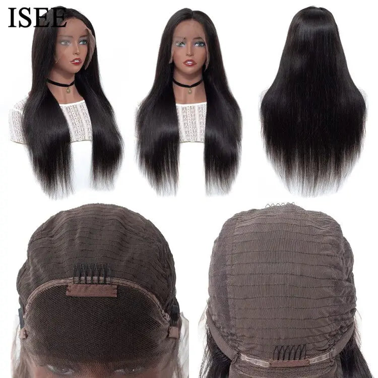 ISEE HAIR 250 Density Human Hair Wig Bone Straight Lace Front For Women Malaysian Straight 13x4 Lace Front Wigs Straight Wigs