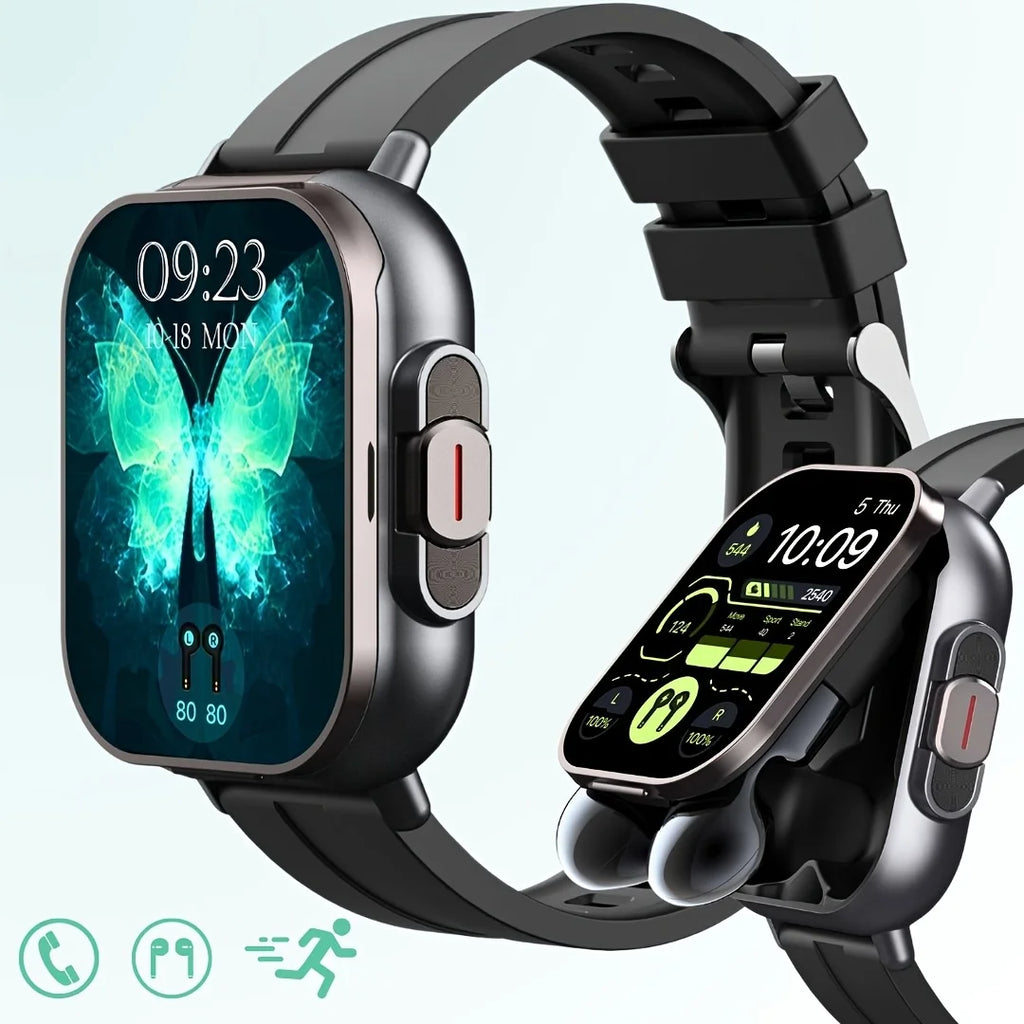 2-in-1 Smart Watch with Earbuds Wireless 2. 01 Inch Display TWS Earphones Headset Make Answer Call Sport Smartwatch for
