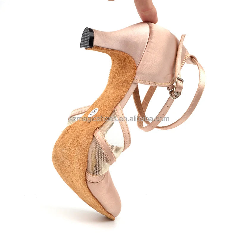 Customized Latin Dance Shoes Woman Heel Closed Toe