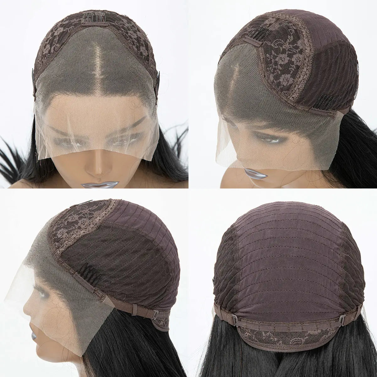 FX-HA07 Premium Blend Hair Wig Long Straight Black High Quality HD Invisible Transparent 13*4 Lace Frontal Wig Lace Front Wigs