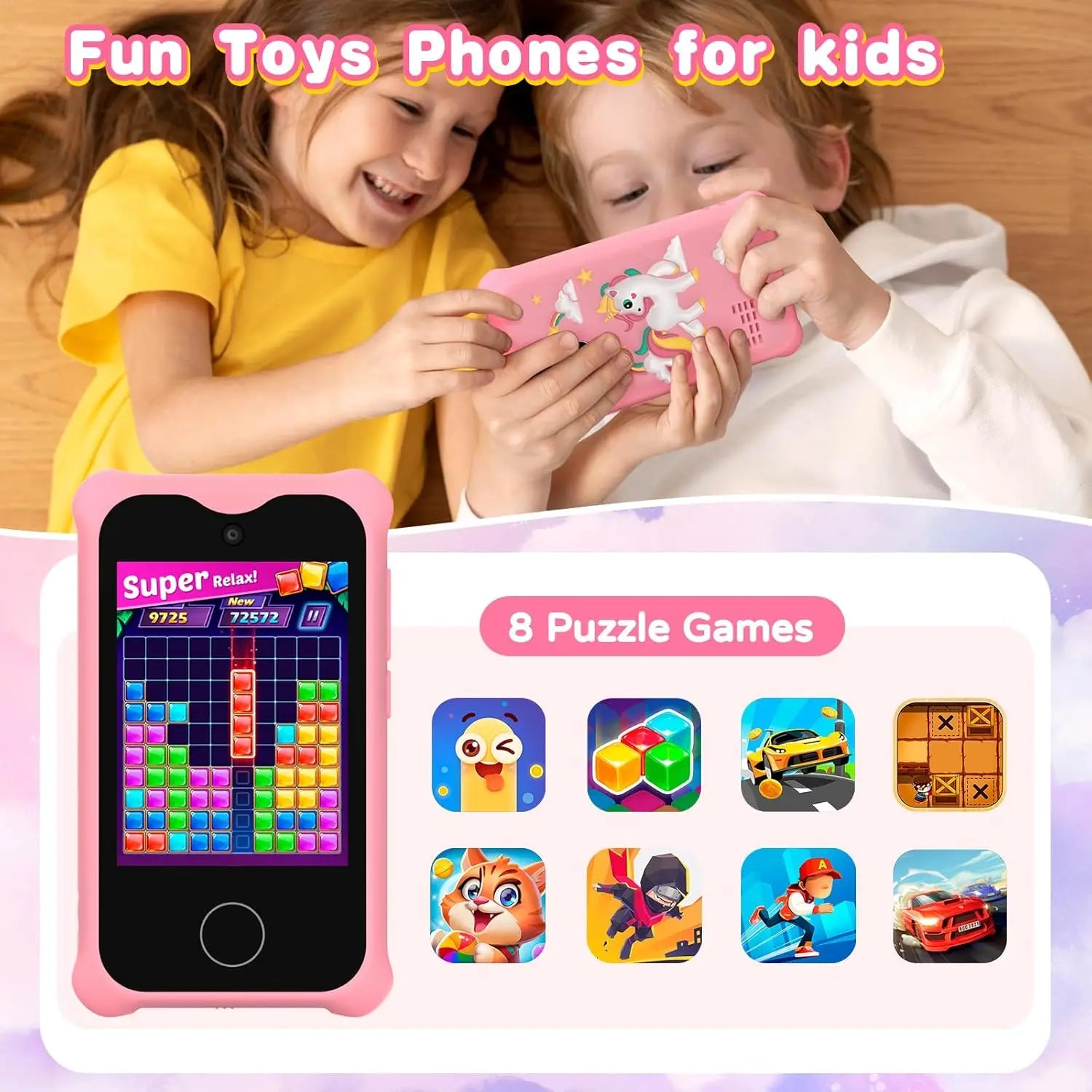 Jiexunda Smartphone  t l Phone Unisex Phone Kids Smart S3Phone Camera MP3 Player Educational Birthday Gifts Toys 3-12 Year Old